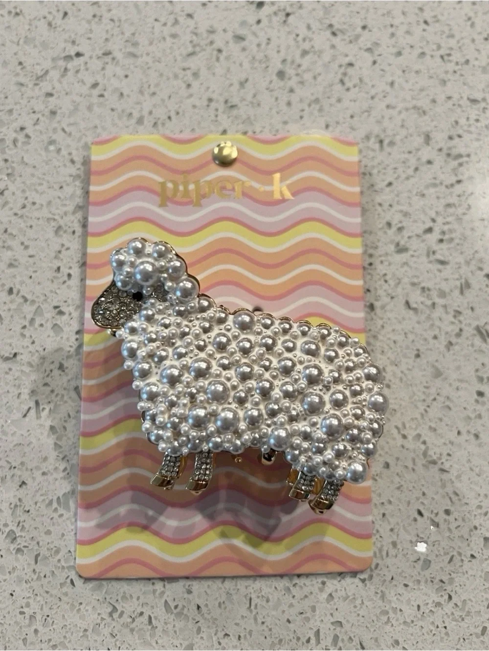 Piper K silver pearl sheep hair clip